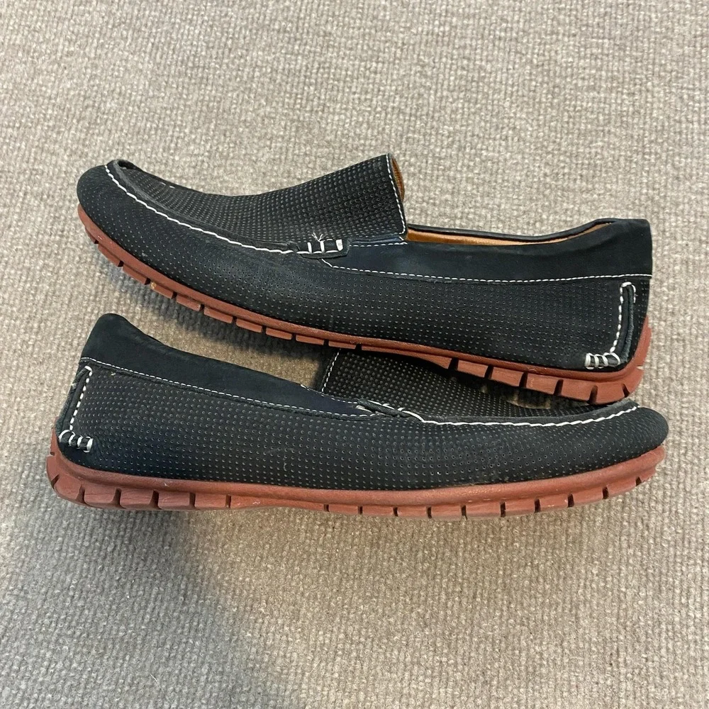 Johnston & Murphy Shoes Mens Size 8.5 Black Leather Slip On Loafers 25-8437
